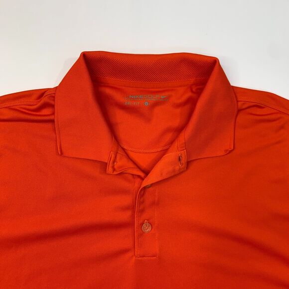 Nike Golf Shirt Mens L Large Flame Red Short Sleeve Moisture Wicking Polo - Picture 4 of 11
